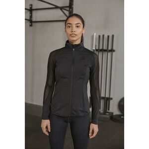 Adrienne Vittadini Womens Medium Black Full Zip Athletic Fit Running Jacket